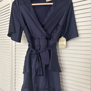 Elegant Navy Wrap Dress 
Altar'd state nwt